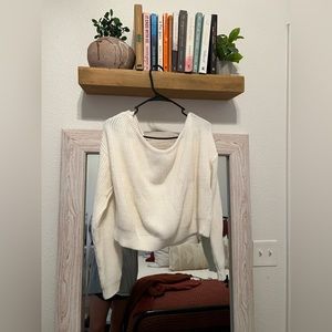 White Off The Shoulders Cropped Sweatshirt